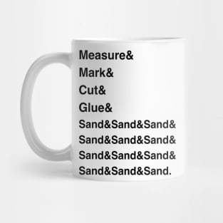 Helvetica Woodworking List Mug